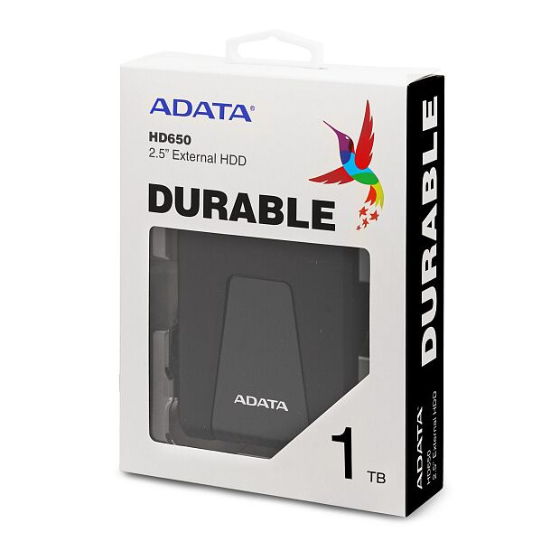 Жесткий диск внешний Portable HDD 1TB ADATA HD650 (Black), Silicone, USB 3.2 Gen1, 121x81x21mm, 201g - 1