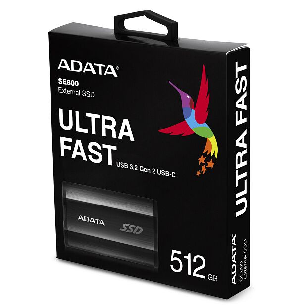 Твердотельный накопитель ADATA External SSD SE800, 512GB, Type-C, USB 3.2 Gen2, R/W 1000/1000 MB/s, IP68, 73x44x13mm, Black - 7